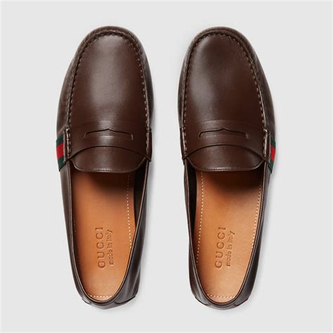 gucci mens driver shoes|Gucci leather driver with web.